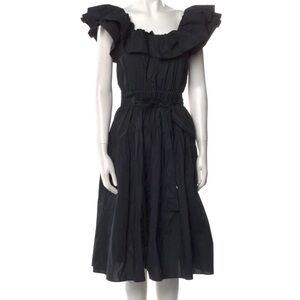 Ulla Johnson Black Ruffle Midi Dress